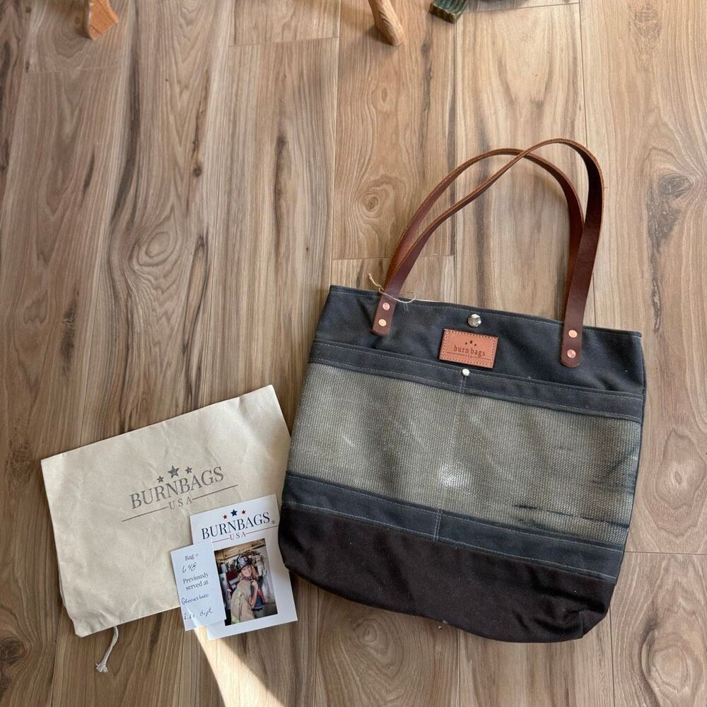 NWOT Burn Bag US Classic Heavy Duty Firehose Tote Bag  Gray/Taupe